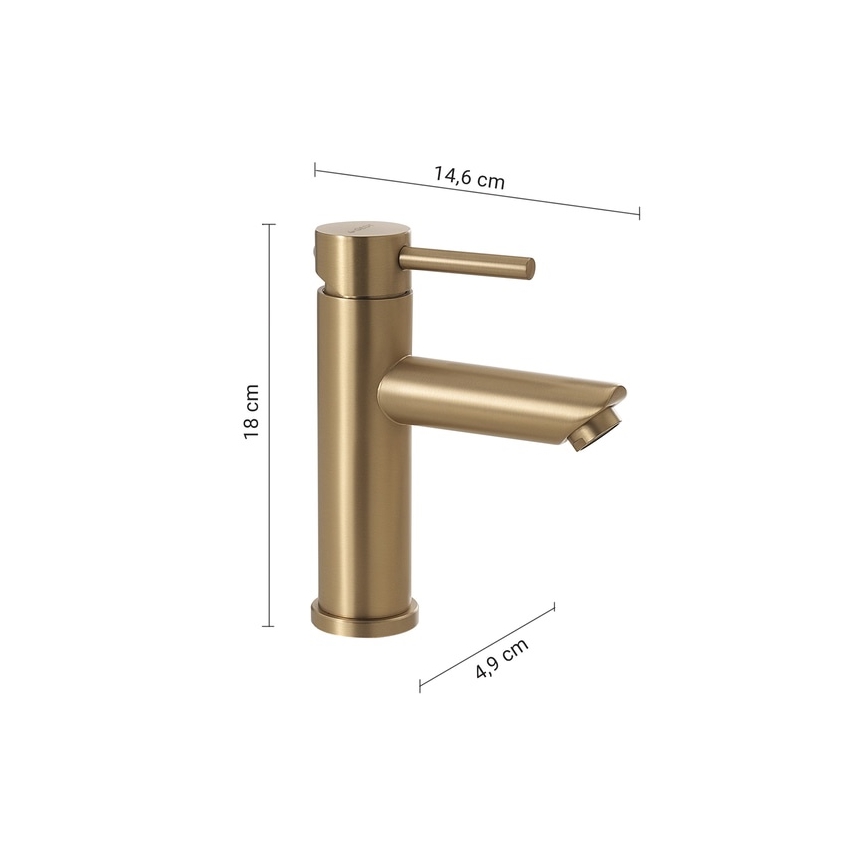 Gedy - Grifo de lavabo GARDA 18 cm, acabado dorado