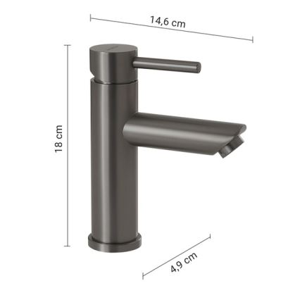 Gedy - Grifo para lavabo GARDA 18 cm, acabado gris metálico