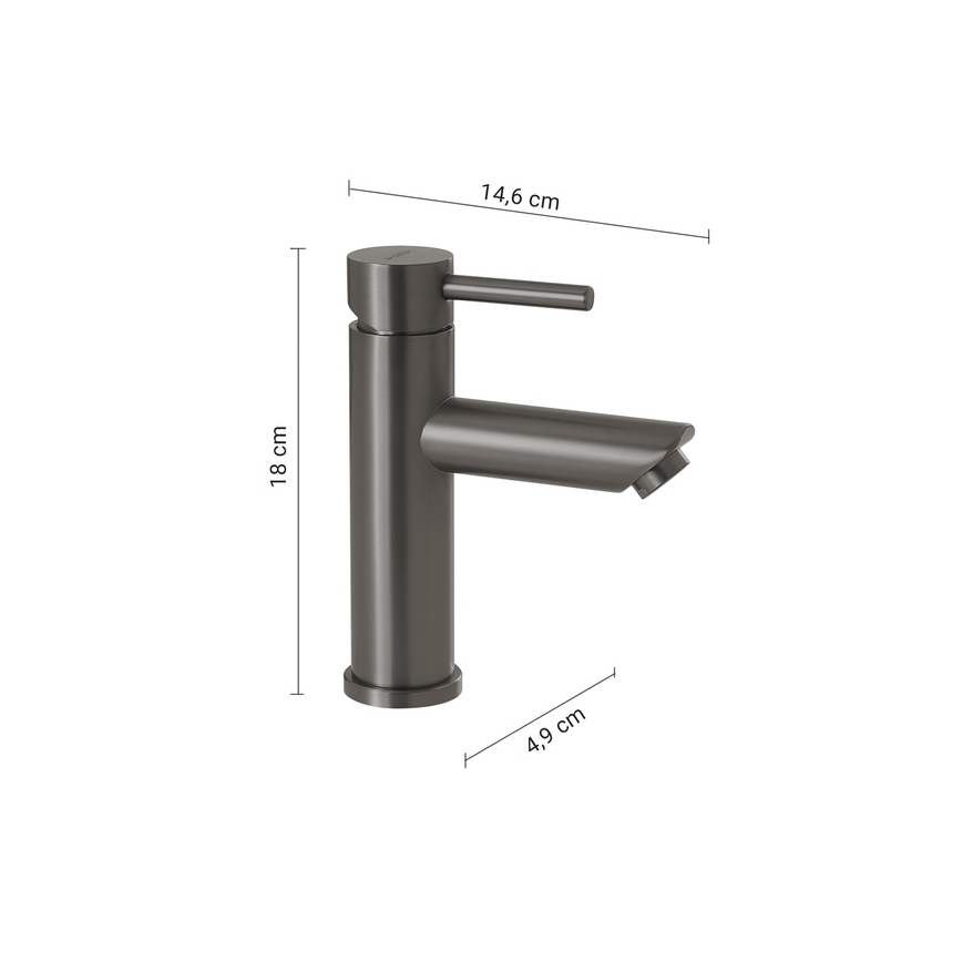 Gedy - Grifo para lavabo GARDA 18 cm, acabado gris metálico