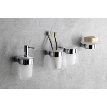 Gedy - Jabonera de pared PIRENEI cristal opalino/cromo brillante