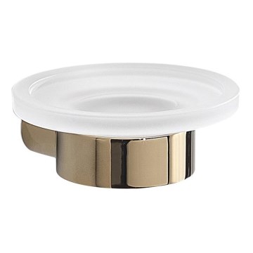 Gedy - Jabonera de pared PIRENEI, vidrio opalino/dorado