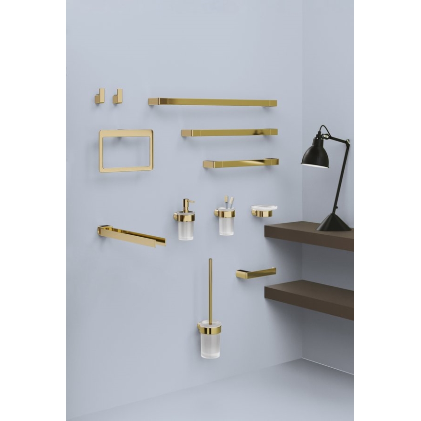 Gedy - Jabonera de pared PIRENEI, vidrio opalino/dorado