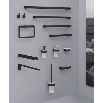Gedy - Jabonera mural PIRENEI cristal esmerilado/negro mate