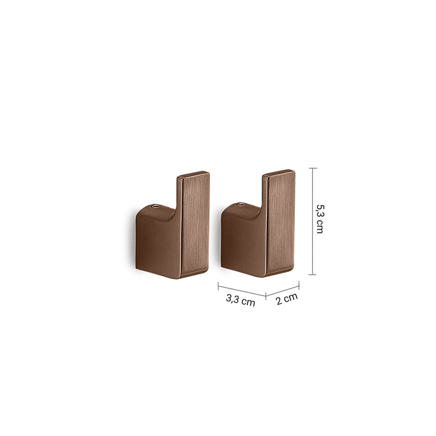 Gedy - Juego de 2 ganchos de pared PIRENEI en bronce