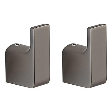Gedy - Juego de 2 ganchos de pared PIRENEI, gris metálico