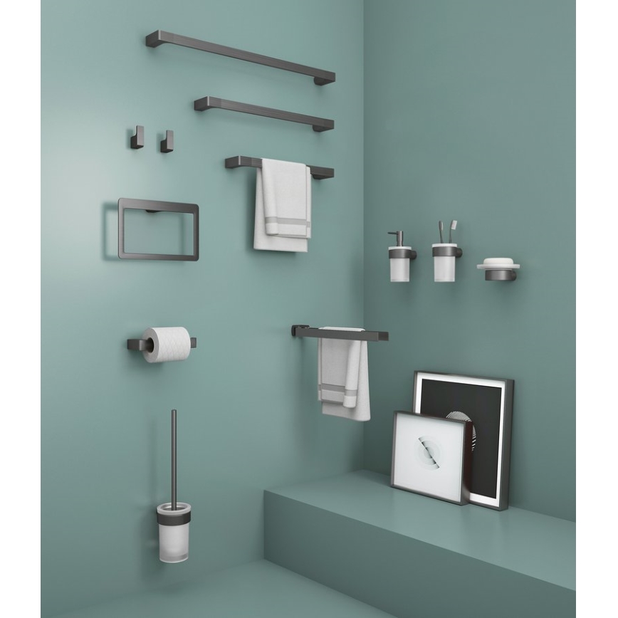 Gedy - Juego de 2 ganchos de pared PIRENEI, gris metálico