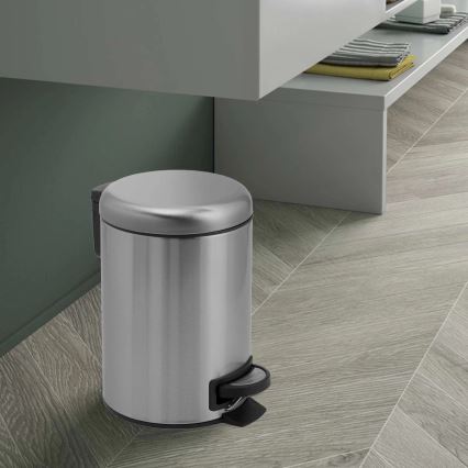 Gedy - Papelera POTTY 5 l con cierre amortiguado, acero inoxidable cepillado