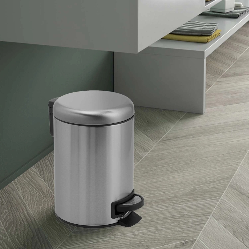 Gedy - Papelera POTTY 5 l con cierre amortiguado, acero inoxidable cepillado
