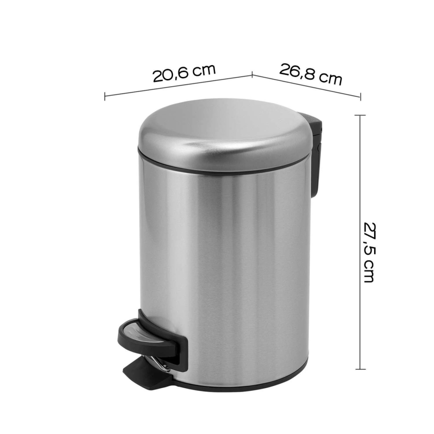 Gedy - Papelera POTTY 5 l con cierre amortiguado, acero inoxidable cepillado