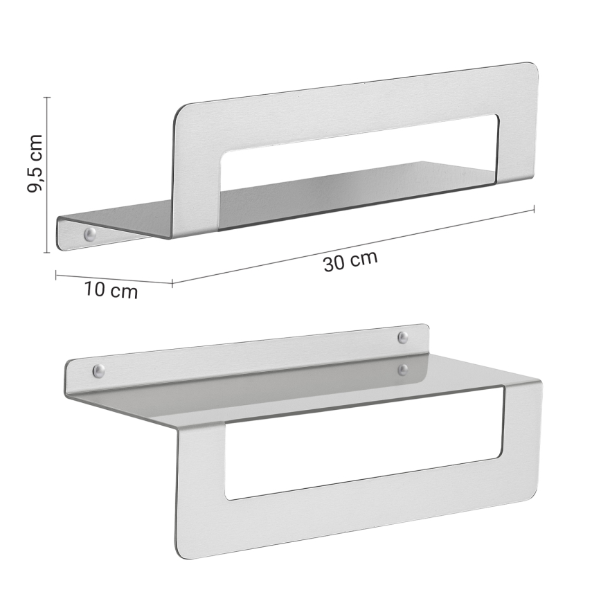 Gedy - Repisa con toallero CLEO 30 cm acero inoxidable mate