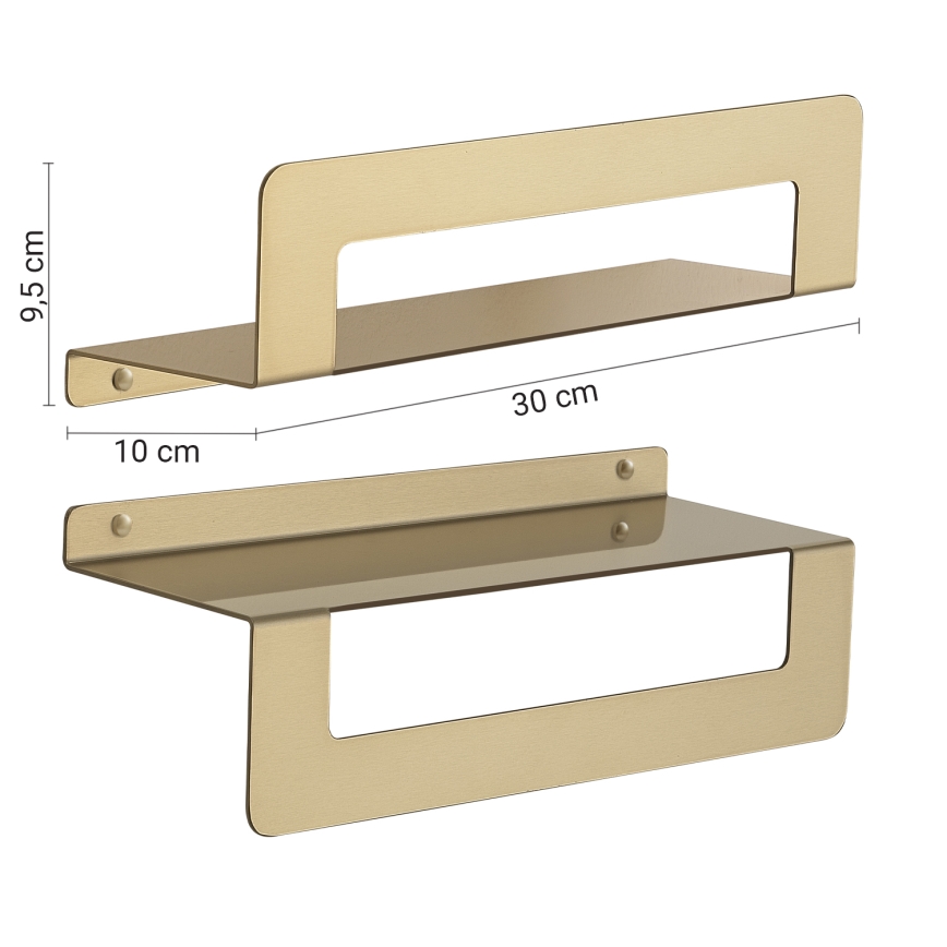 Gedy - Repisa con toallero CLEO 30 cm oro mate