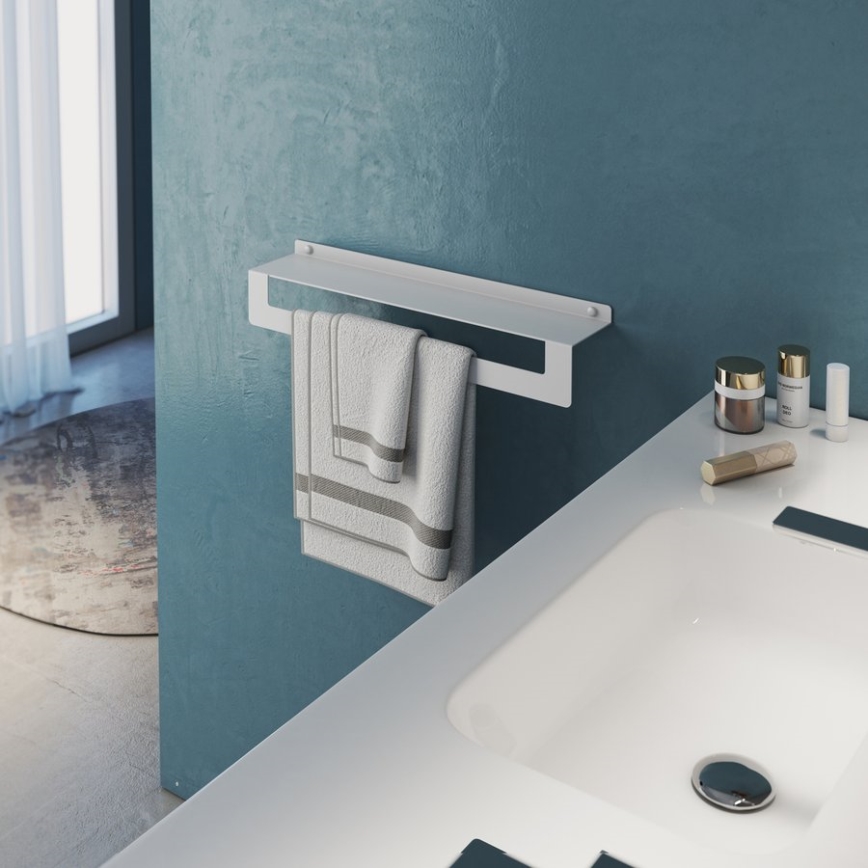 Gedy - Repisa con toallero CLEO 50 cm blanco mate