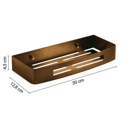 Gedy - Repisa de pared para ducha SMART 30x12,8 cm, acabado en bronce