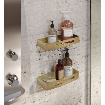 Gedy - Repisa de pared para ducha SMART 30x12,8 cm oro mate