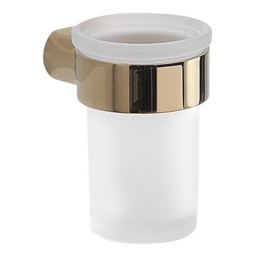 Gedy - Soporte de pared para cepillos de dientes PIRENEI cristal esmerilado/dorado