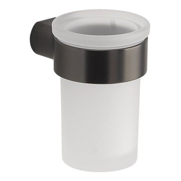 Gedy - Soporte de pared para cepillos de dientes PIRENEI cristal esmerilado/gris metálico
