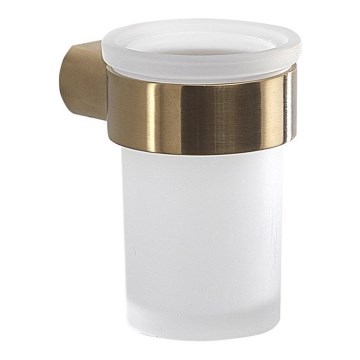 Gedy - Soporte mural para cepillos de dientes PIRENEI cristal opalino/dorado mate