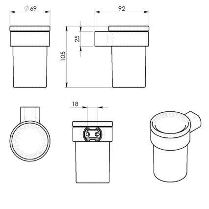 Gedy - Soporte mural para cepillos de dientes PIRENEI cristal opalino/dorado mate