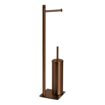 Gedy - Soporte para papel higiénico y escobilla de WC TRILLY en bronce