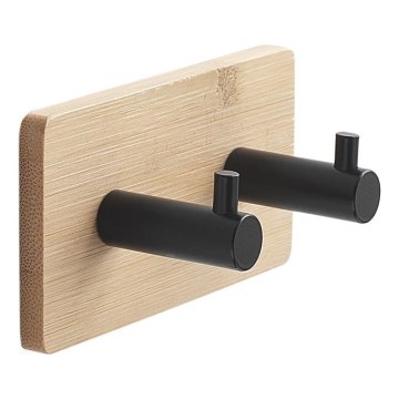 Gedy - Toallero de pared autoadhesivo HIMALAYA negro/bambú