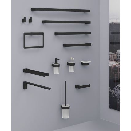 Gedy - Toallero de pared PIRENEI 15x23 cm negro mate