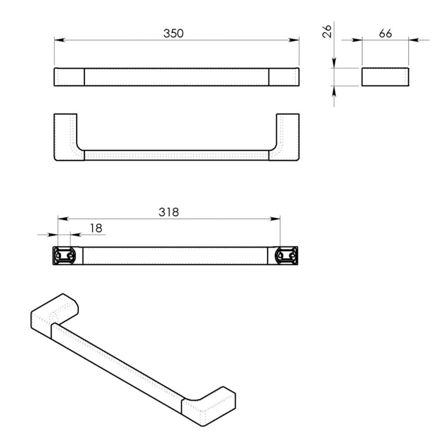 Gedy - Toallero de pared PIRENEI 6,6x35 cm blanco mate