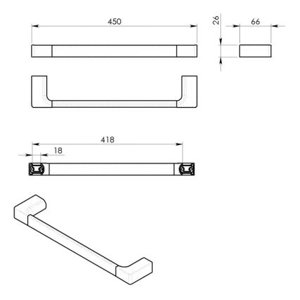 Gedy - Toallero de pared PIRENEI 6,6x45 cm cromo brillante
