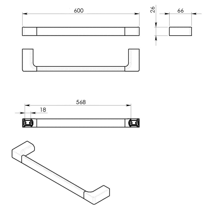 Gedy - Toallero de pared PIRENEI 6,6x60 cm gris metálico