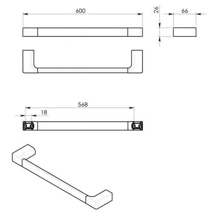 Gedy - Toallero de pared PIRENEI 6,6x60 cm oro mate