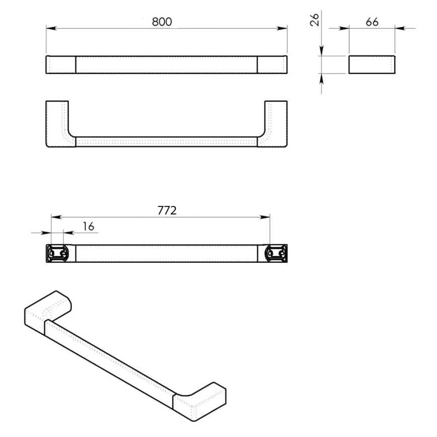 Gedy - Toallero de pared PIRENEI 6,6x80 cm blanco mate