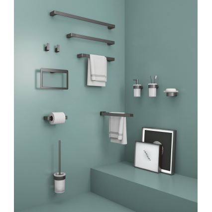 Gedy - Toallero mural PIRENEI 6,6x35 cm gris metálico