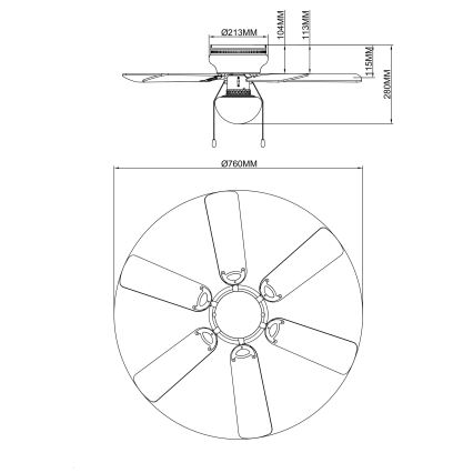 Globo - Ventilador de techo 1xE27/60W/230V