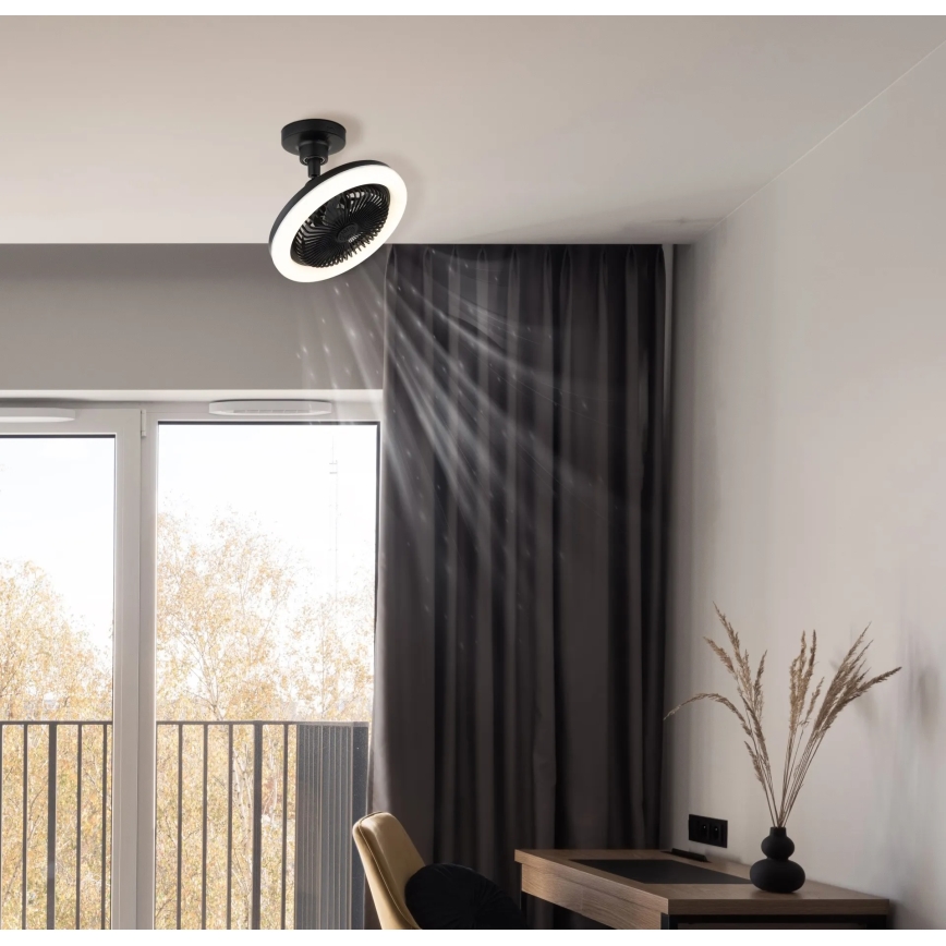 Globo - Ventilador de techo LED regulable LED/20W/230V 3000-6500K negro + mando a distancia