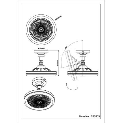 Globo - Ventilador de techo LED regulable LED/20W/230V 3000-6500K negro + mando a distancia