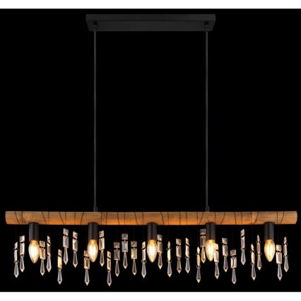 Globo 15532-5H - Lámpara colgante KIRA suspendida por cable, 5xE14/40W/230V, negro/marrón