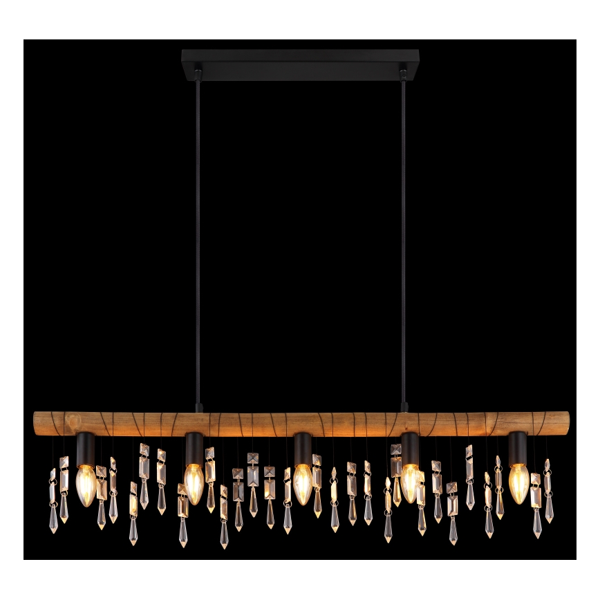 Globo 15532-5H - Lámpara colgante KIRA suspendida por cable, 5xE14/40W/230V, negro/marrón