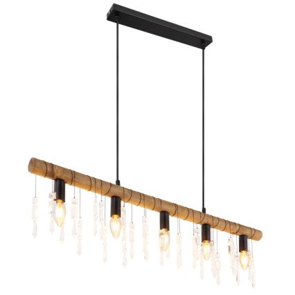 Globo 15532-5H - Lámpara colgante KIRA suspendida por cable, 5xE14/40W/230V, negro/marrón
