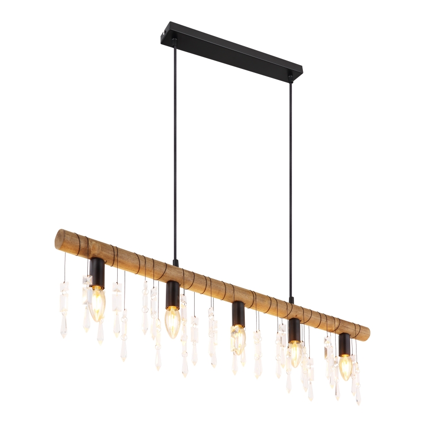 Globo 15532-5H - Lámpara colgante KIRA suspendida por cable, 5xE14/40W/230V, negro/marrón