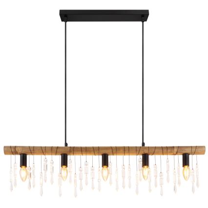 Globo 15532-5H - Lámpara colgante KIRA suspendida por cable, 5xE14/40W/230V, negro/marrón