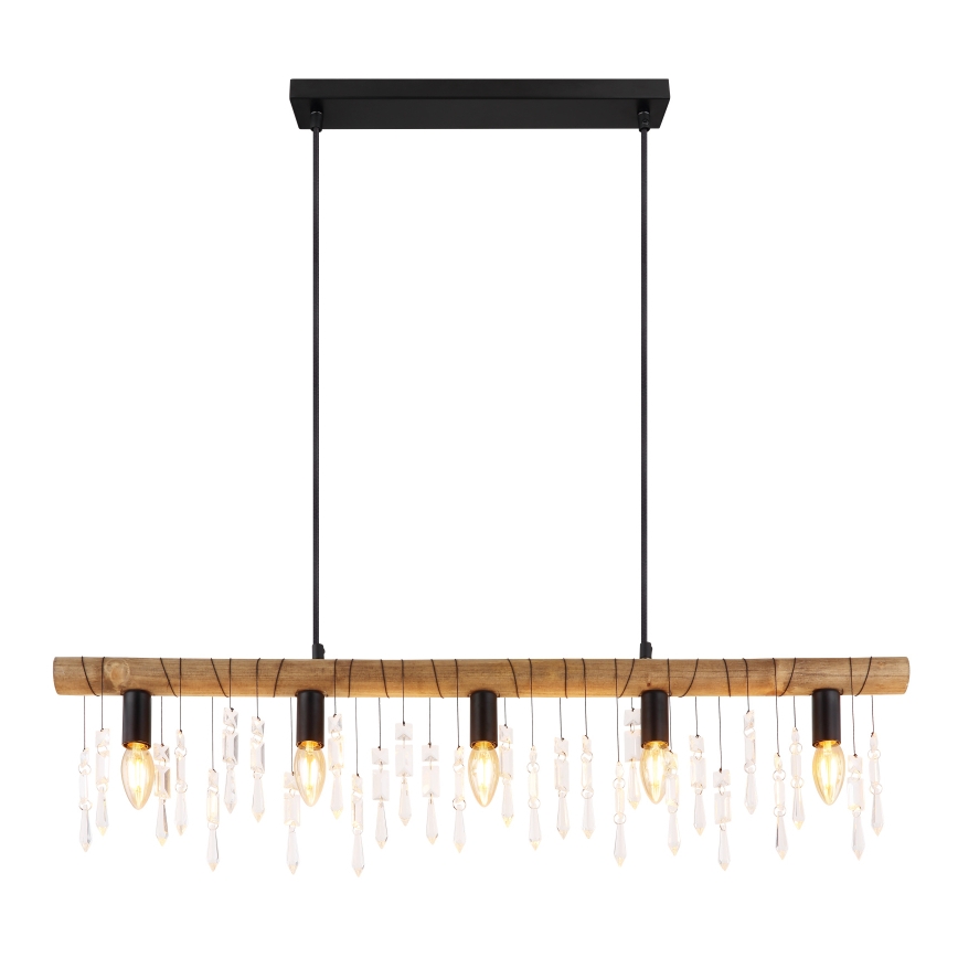 Globo 15532-5H - Lámpara colgante KIRA suspendida por cable, 5xE14/40W/230V, negro/marrón