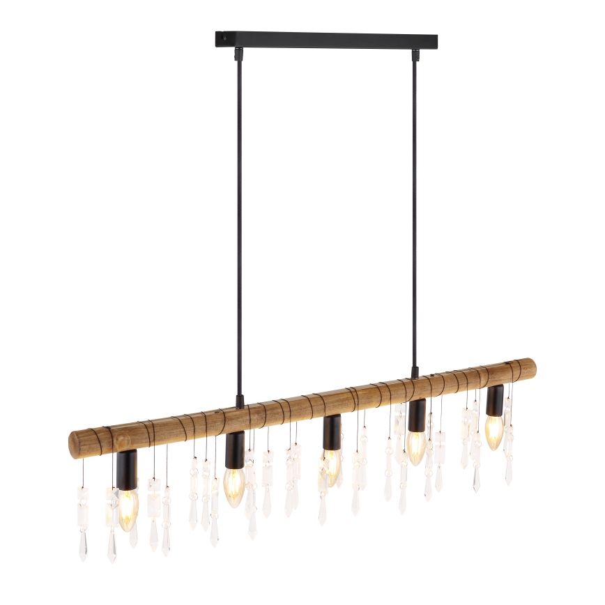 Globo 15532-5H - Lámpara colgante KIRA suspendida por cable, 5xE14/40W/230V, negro/marrón