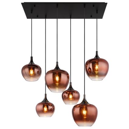 Globo - Lámpara colgante con cable 6xE27/40W/230V, acabado cobre