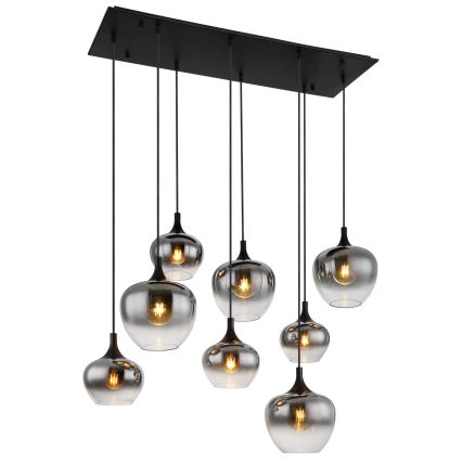 Globo - Lámpara colgante con cable 8xE27/40W/230V negra