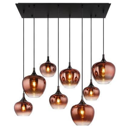 Globo - Lámpara colgante con cable 8xE27/40W/230V, acabado en cobre