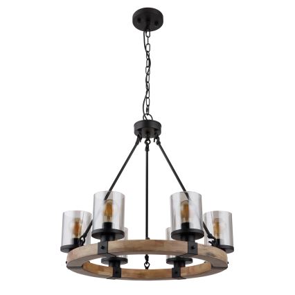 Globo - Lámpara colgante con cadena 6xE27/60W/230V roble