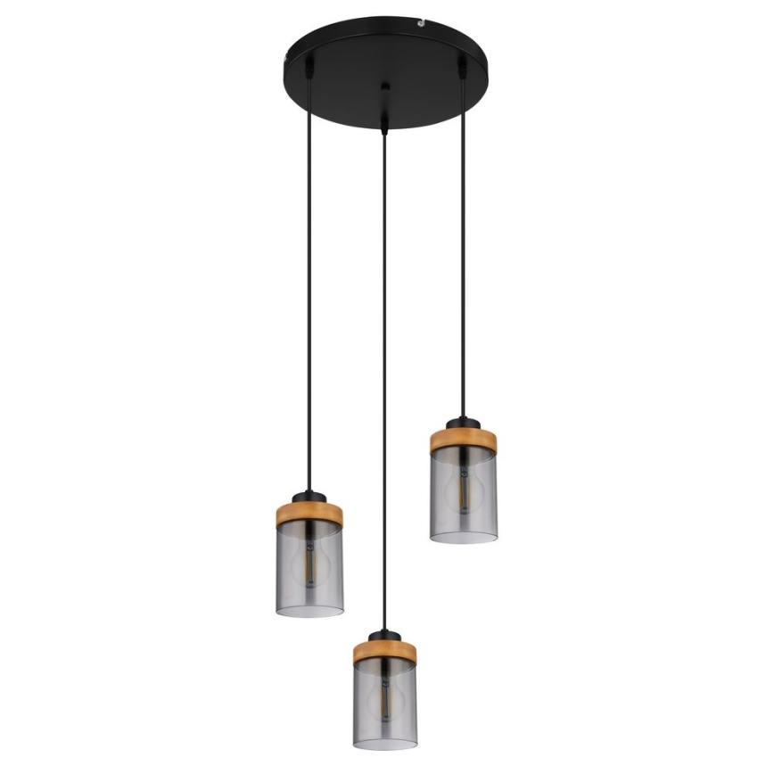 Globo - Lámpara colgante con cable 3xE27/40W/230V metal/madera