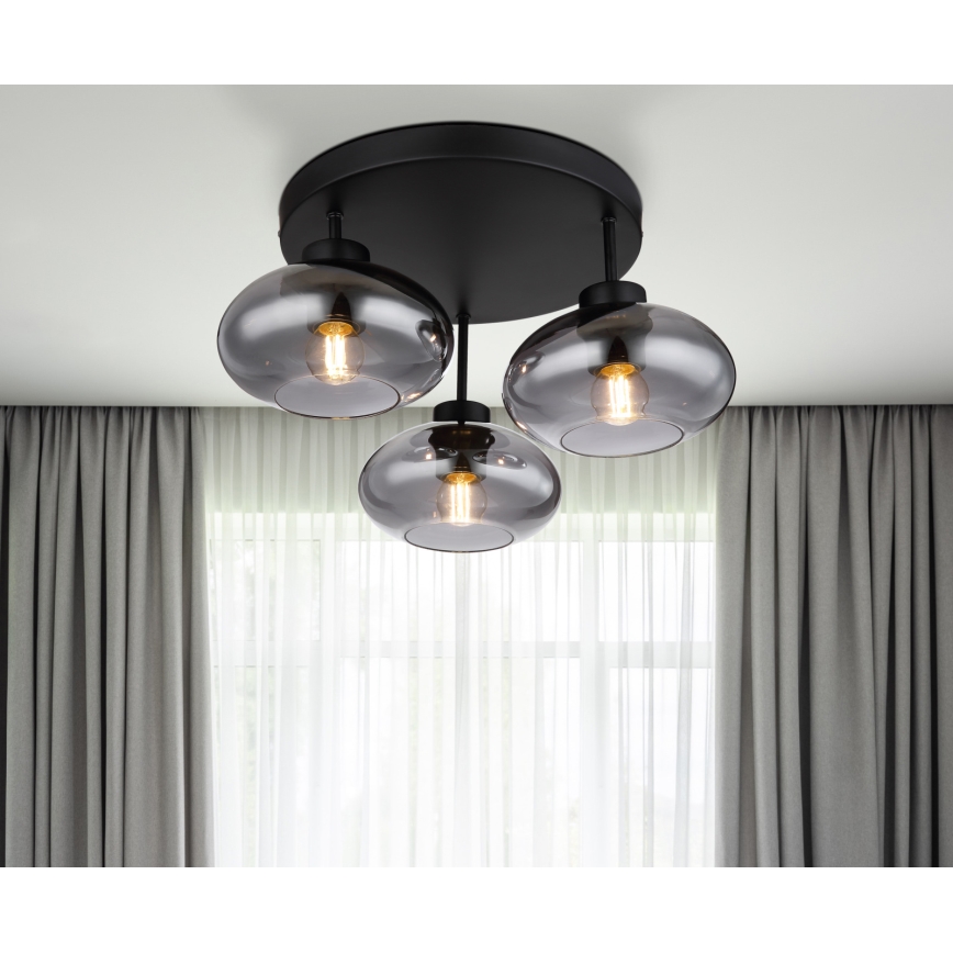 Globo - Lámpara de techo de superficie 3xE27ILLU/40W/230V negra