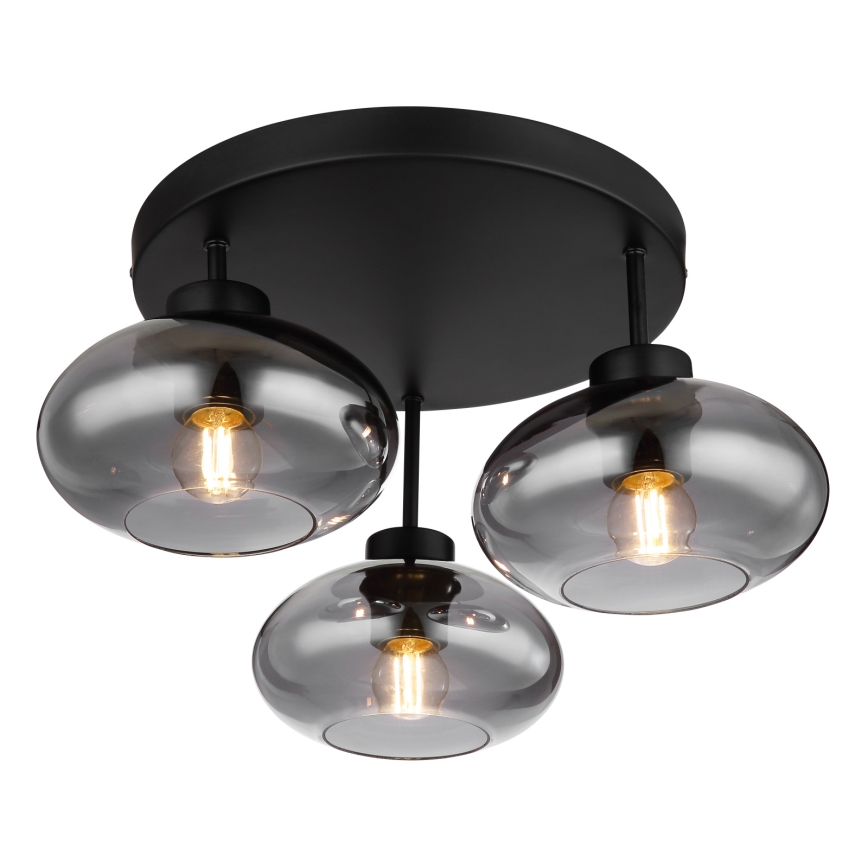 Globo - Lámpara de techo de superficie 3xE27ILLU/40W/230V negra