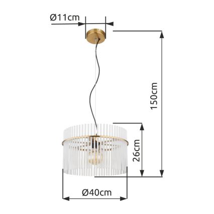 Globo - Lámpara colgante 1xE27/60W/230V diá. 40 cm dorado