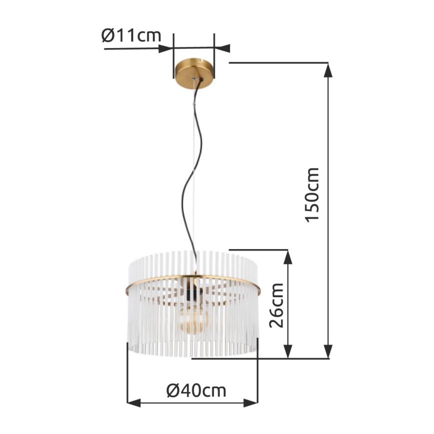 Globo - Lámpara colgante 1xE27/60W/230V diá. 40 cm dorado
